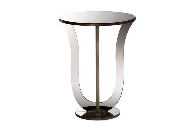 Parson Mirrored Accent Side Table Baxton