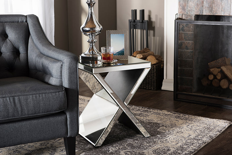 Clovis Modern and Contemporary Hollywood Regency Glamour Style Accent Side Table