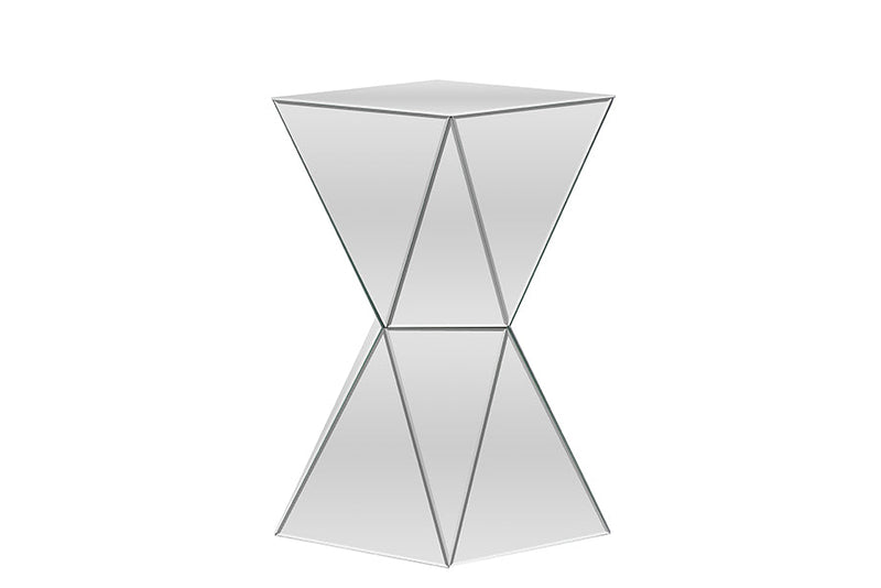 Florent Multi-Faceted Mirrored w/Beveled Edge Side Table Baxton