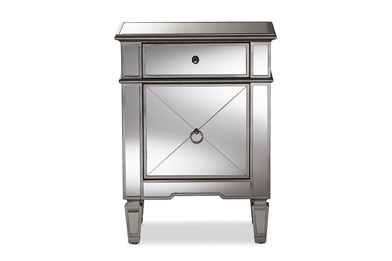 Tarun Hollywood Regency Glamour Style Mirrored End Table