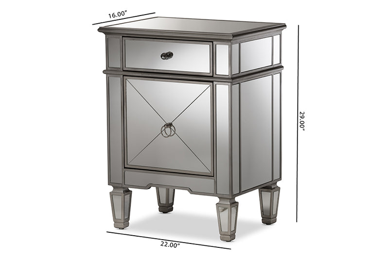 Tarun Hollywood Regency Glamour Style Mirrored End Table