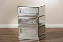 Linnet Mirrored 3-Drawer End Table Baxton