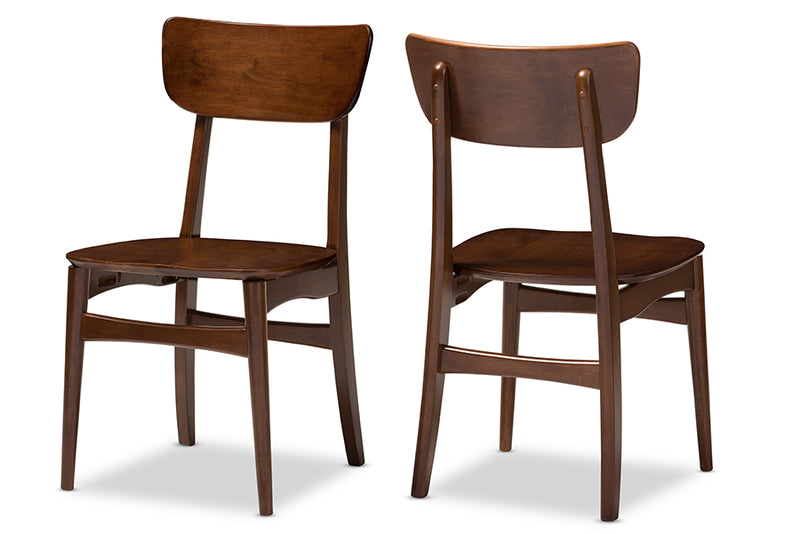 Florencia Mid-century Modern Scandinavian Style Dark Walnut Bent Wood Dining Side Chair (Set of 2)