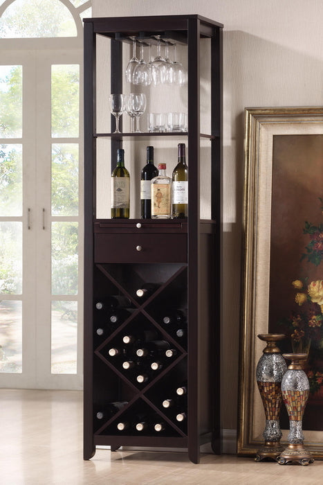 Adriano Brown Wood Modern Wine Tower