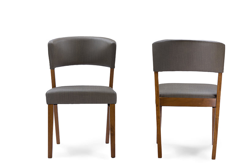 Chandelle Mid-Century Dark Walnut Wood Gray Faux Leather Dining Chairs (Set of 2)