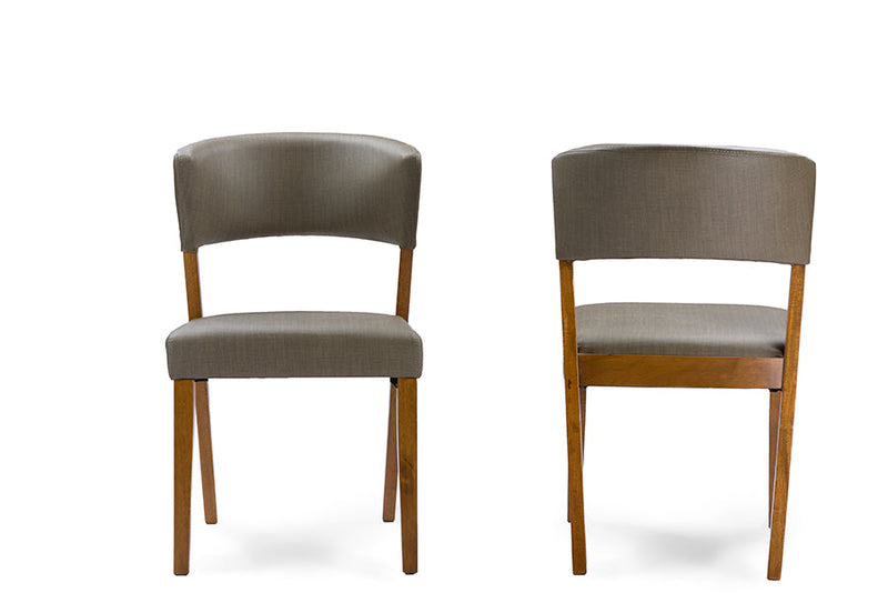 Chandelle Dark Walnut Wood Gray Faux Leather Dining Chairs (Set of 2) Baxton