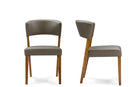 Chandelle Dark Walnut Wood Gray Faux Leather Dining Chairs (Set of 2) Baxton