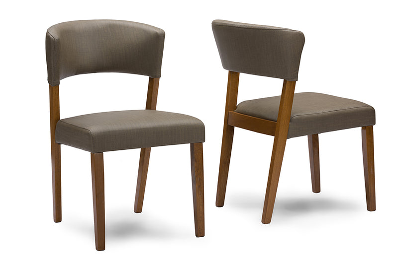 Chandelle Mid-Century Dark Walnut Wood Gray Faux Leather Dining Chairs (Set of 2)