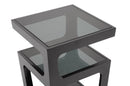 Sami Black Modern End Table w/3-Tiered Tinted Glass Shelves Baxton