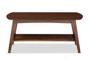 Brighton Dark Walnut Coffee Table w/Slatted Open Shelf Baxton