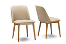 Callan "Walnut" Light Brown/Beige Faux Leather Dining Chair (Set of 2) Baxton