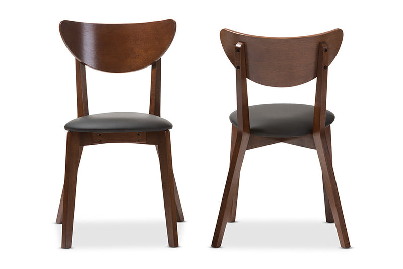 Elsa Black Faux Leather and Walnut Brown Dining Chair Baxton