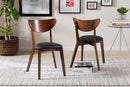 Elsa Black Faux Leather and Walnut Brown Dining Chair Baxton