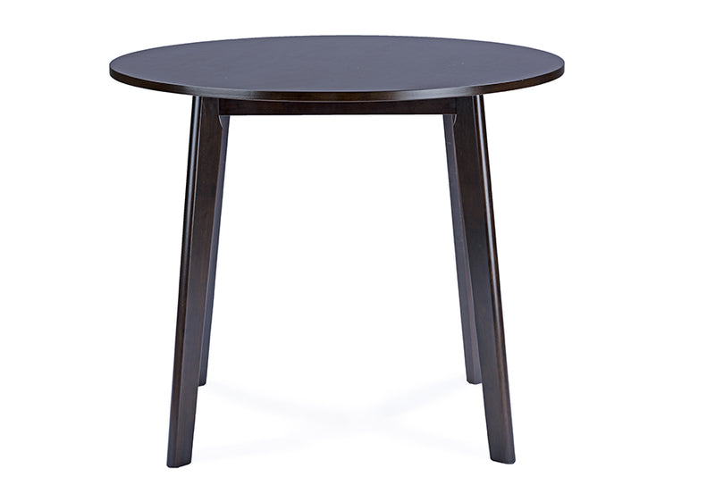 Akemi Mid-Century Dark Brown Wood Round Dining Table