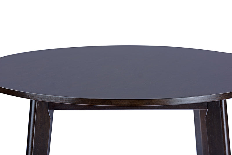 Akemi Mid-Century Dark Brown Wood Round Dining Table