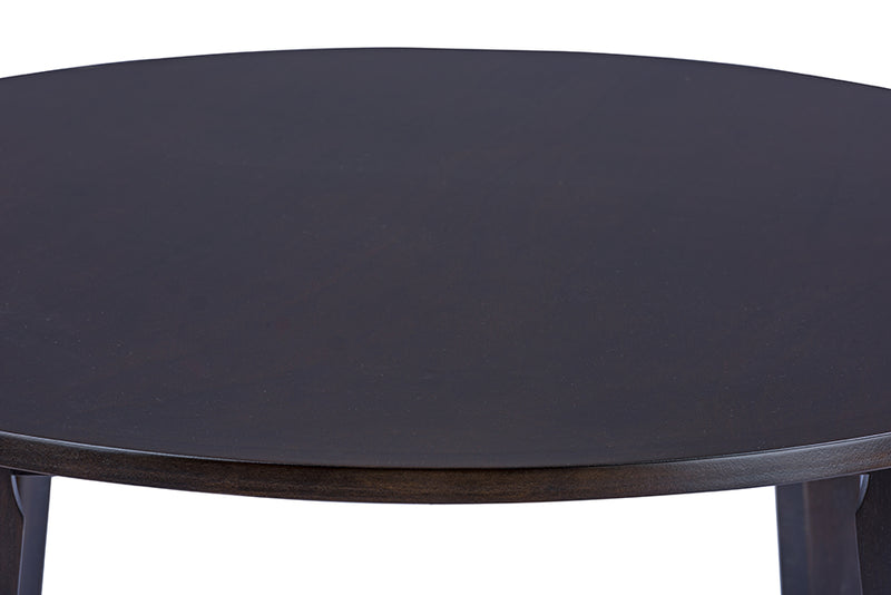 Akemi Mid-Century Dark Brown Wood Round Dining Table