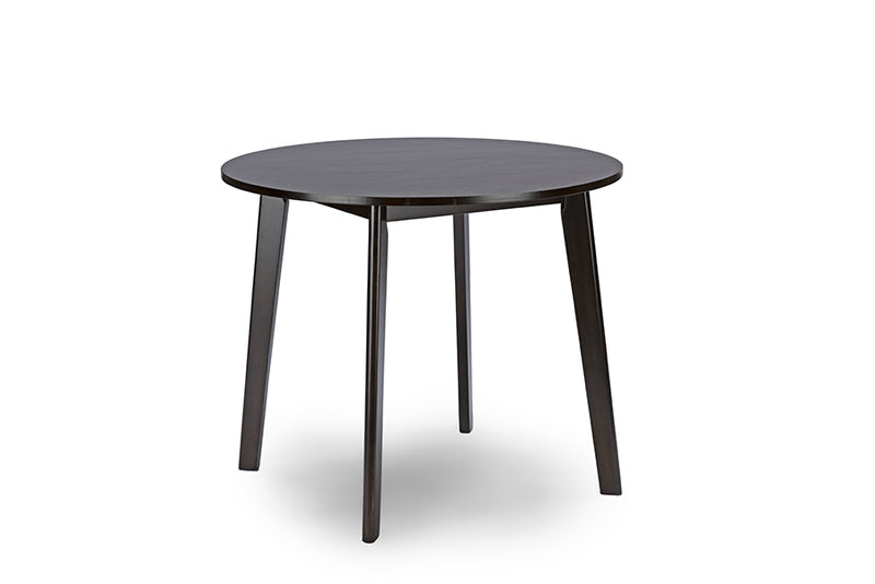 Akemi Mid-Century Dark Brown Wood Round Dining Table