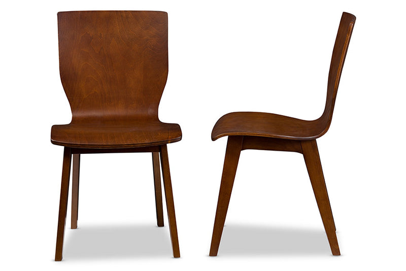 Michaela Dark Walnut Bent Wood Dining Chair (Set of 2) Baxton