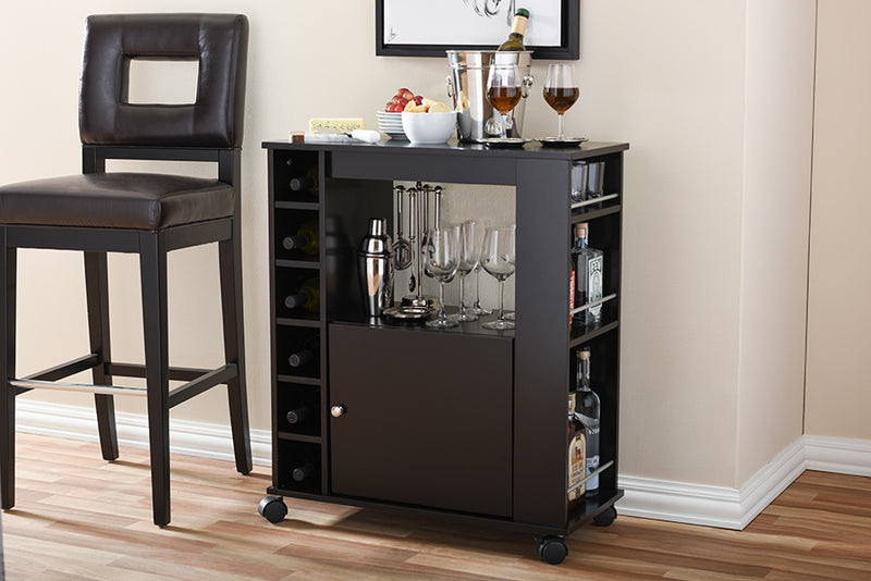 Otis Modern and Contemporary Dark Brown Wood Modern Dry Bar and Wine Cabinet