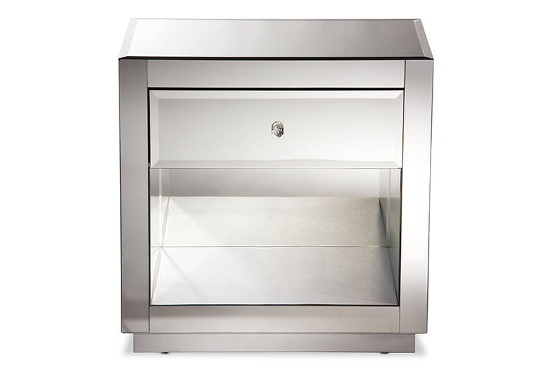 Roderick Hollywood Glamour Style 1-drawer and 1-shelf End Table Baxton