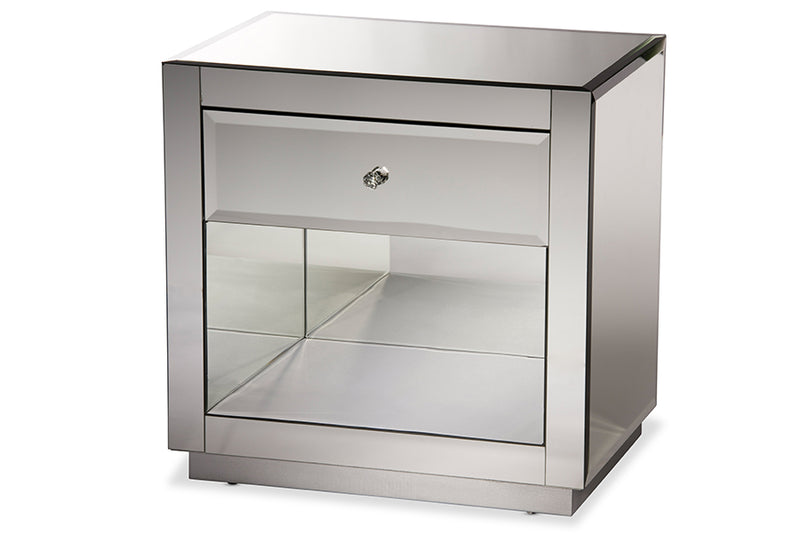 Roderick Modern and Contemporary Hollywood Glamour Style 1-drawer and 1-shelf End Table