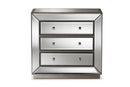 Veronica Mirrored 3-Drawer Cabinet Baxton
