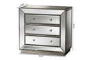 Veronica Mirrored 3-Drawer Cabinet Baxton