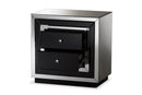 Fantine Mirrored 2-Drawer End Table Baxton
