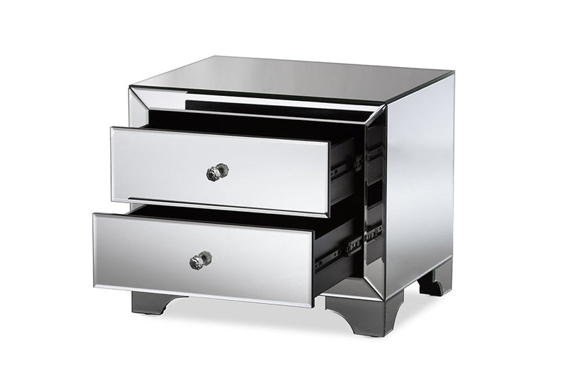 Giovanni Mirrored 2-Drawer End Table Baxton
