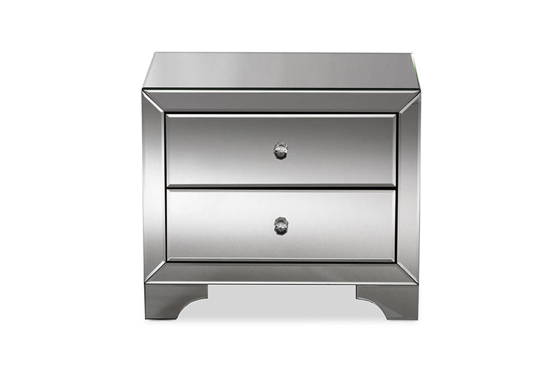 Giovanni Mirrored 2-Drawer End Table Baxton