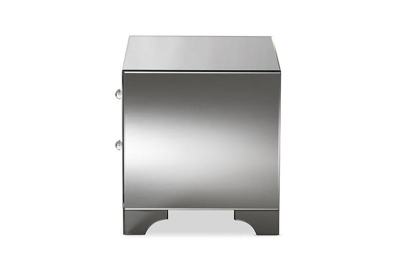 Giovanni Mirrored 2-Drawer End Table Baxton