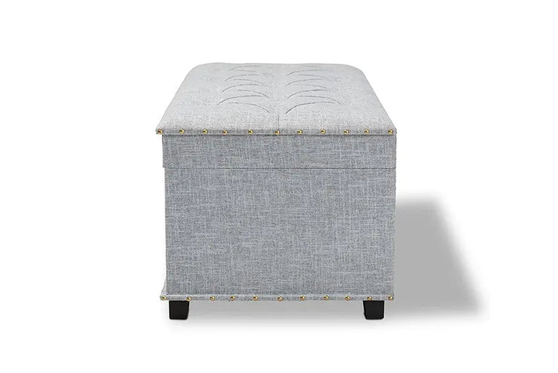 Robert Grey Fabric Upholstered Storage Trunk Ottoman iHome Studio