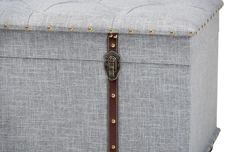 Robert Grey Fabric Upholstered Storage Trunk Ottoman iHome Studio