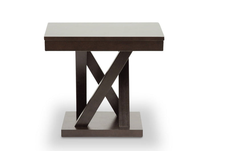 Shadell Dark Brown Modern End Table w/Pedestal Base Baxton
