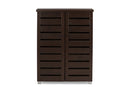 Margaret 2-Door Dark Brown Wooden Entryway Shoes Storage Cabinet Baxton