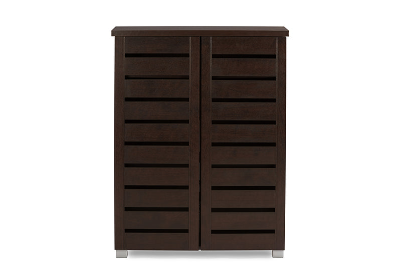 Margaret Modern and Contemporary 2-Door Dark Brown Wooden Entryway Shoes Storage Cabinet