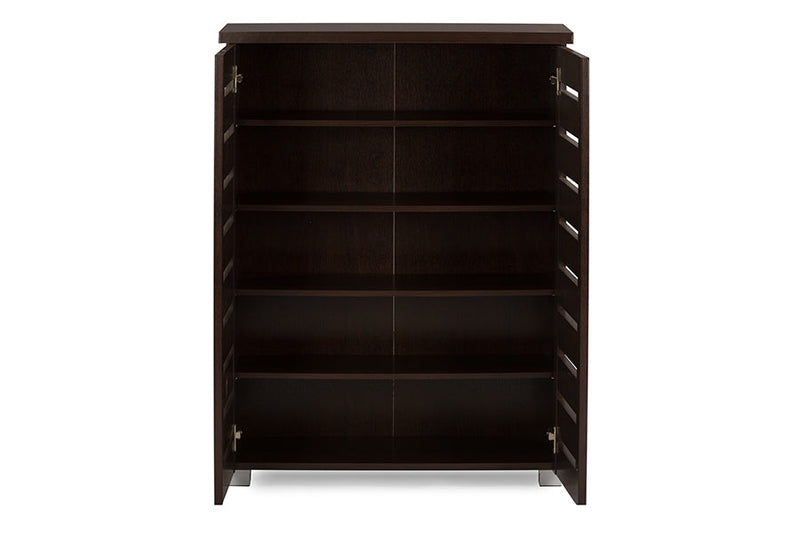 Margaret 2-Door Dark Brown Wooden Entryway Shoes Storage Cabinet Baxton