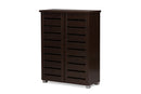 Margaret 2-Door Dark Brown Wooden Entryway Shoes Storage Cabinet Baxton