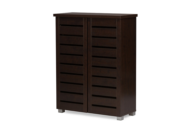 Margaret Modern and Contemporary 2-Door Dark Brown Wooden Entryway Shoes Storage Cabinet