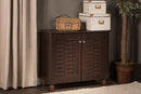 Curlew 2-Door Dark Brown Wooden Entryway Shoes Storage Cabinet Baxton