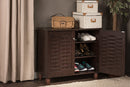 Curlew 2-Door Dark Brown Wooden Entryway Shoes Storage Cabinet Baxton