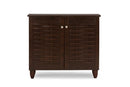 Curlew 2-Door Dark Brown Wooden Entryway Shoes Storage Cabinet Baxton