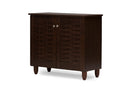 Curlew 2-Door Dark Brown Wooden Entryway Shoes Storage Cabinet Baxton