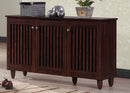 Emmett 3-Door Oak Brown Wooden Entryway Shoes Storage Wide Cabinet Baxton