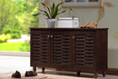 Curlew 3-Door Dark Brown Wooden Entryway Shoes Storage Cabinet Baxton