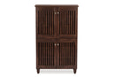 Emmett 4-Door Oak Brown Wooden Entryway Shoes Storage Tall Cabinet Baxton