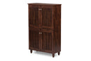 Emmett 4-Door Oak Brown Wooden Entryway Shoes Storage Tall Cabinet Baxton