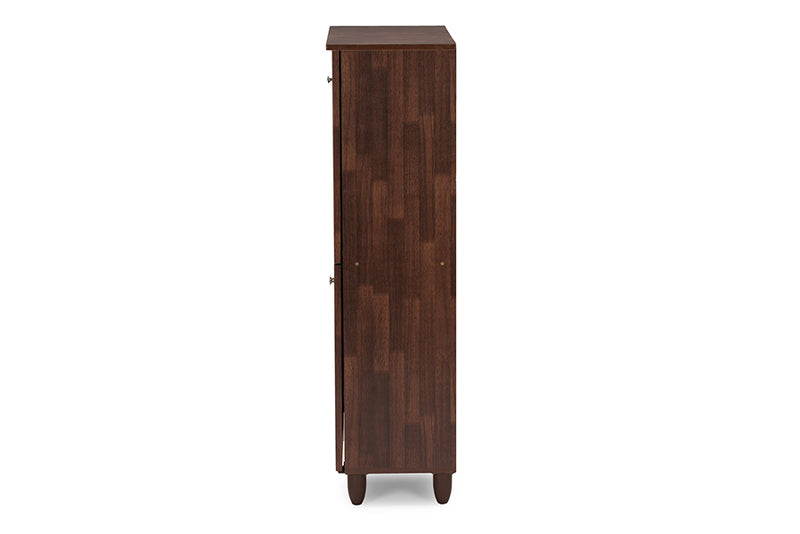 Emmett Modern and Contemporary 4-Door Oak Brown Wooden Entryway Shoes Storage Tall Cabinet