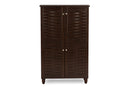 Curlew 4-Door Dark Brown Wooden Entryway Shoes Storage Cabinet Baxton