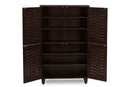 Curlew 4-Door Dark Brown Wooden Entryway Shoes Storage Cabinet Baxton